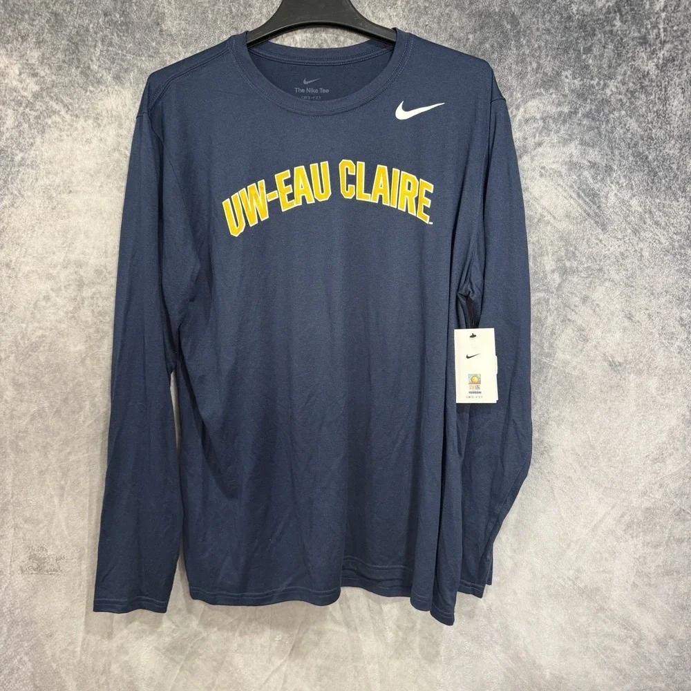 Nike UW Eau Claire Dri-FIT Long Sleeve Shirt Men's XL Navy Blue NWT College